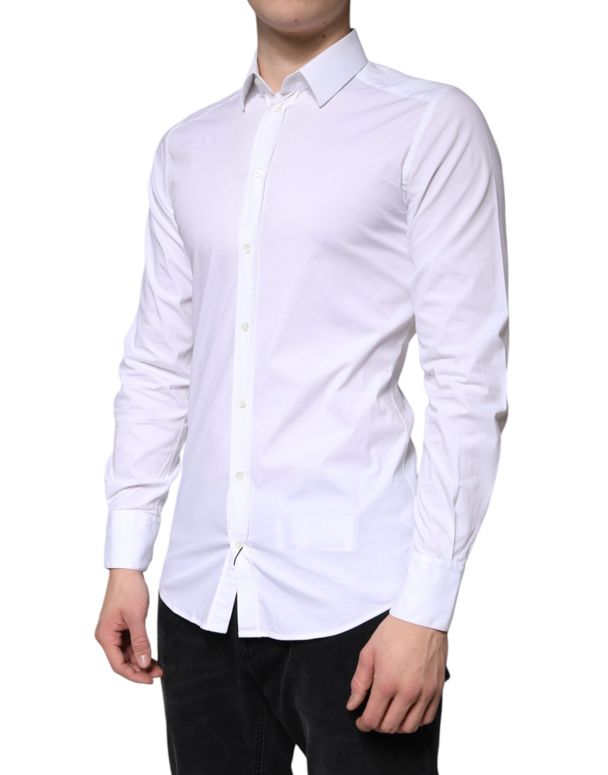 Dolce & Gabbana White formal men's shirt GOLD made of cotton